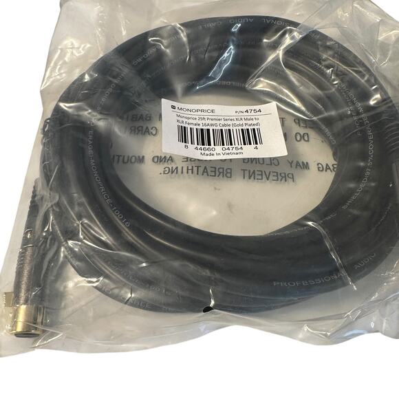 Lot of 2 New Monoprice 4754 Premier Series 16AWG Gold Plated Cable - Picture 2 of 2